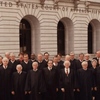 Image: Phyllis Kravitch (upper center) and Carolyn Dineen King (upper right) were the first women on the Fifth Circuit Court of Appeals in this 1979 photo. King later served as the court's chief judge. 