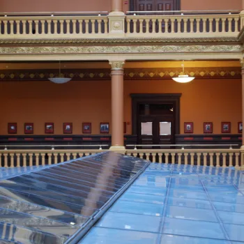 Photos of 95 New York City landmarks are on display at the historic Duberstein U.S. Bankruptcy Courthouse in Brooklyn.