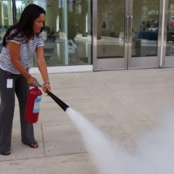 Fire extinguisher training.