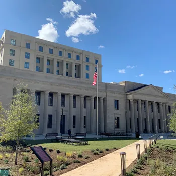 The century-old courthouse, the Charles R. Jonas Federal Building.