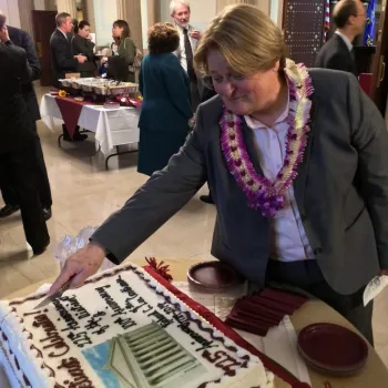 Caption: In New Haven, Connecticut, a birthday cake helped celebrate the 225th anniversary of the Judiciary Act of 1789.