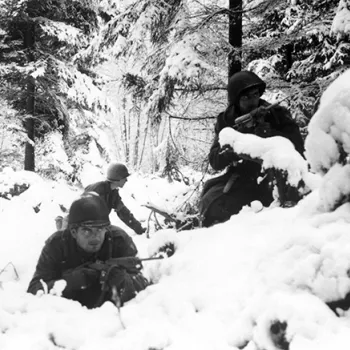 Several judges interviewed fought during the bitterly cold winter months of 1944 and 1945, some during the Battle of the Bulge, above. Photo courtesy: National Archives