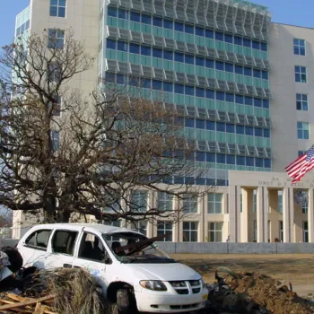 A federal courthouse in Gulfport, Mississippi, following Hurricane Katrina