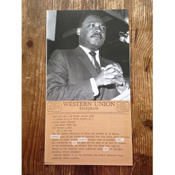 A telegram in the law offices of Burch, Porter & Johnson conveys a request to assist Martin Luther King, Jr., in a suit seeking to halt a planned march. 