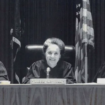 Image: In 1990, Judges Carol Los Mansmann (left to right), Dolores K. Sloviter, and Anne E. Thompson serve as the first all-female appellate panel of the Third Circuit Court of Appeals.