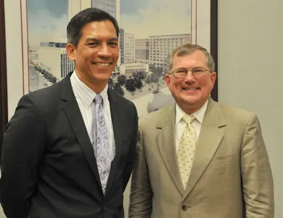 Judge D. Brooks Smith and GSA PBS Commissioner Norman Dong.  Judge D. Brooks Smith (photo right), chair of the Judicial Conference Space and Facilities Committee, and GSA Public Buildings Service Commissioner Norman Dong.