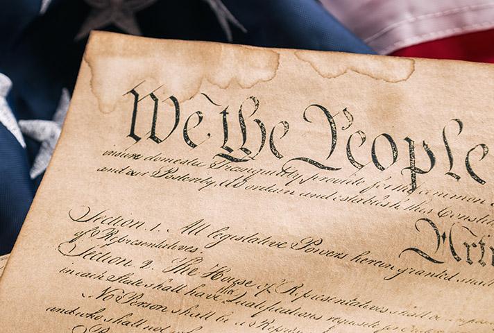 Image of flag and the Constitution