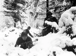 Several judges interviewed fought during the bitterly cold winter months of 1944 and 1945, some during the Battle of the Bulge, above. Photo courtesy: National Archives