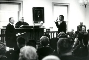 Judge Richard Mills is sworn in as judge in Illinois.