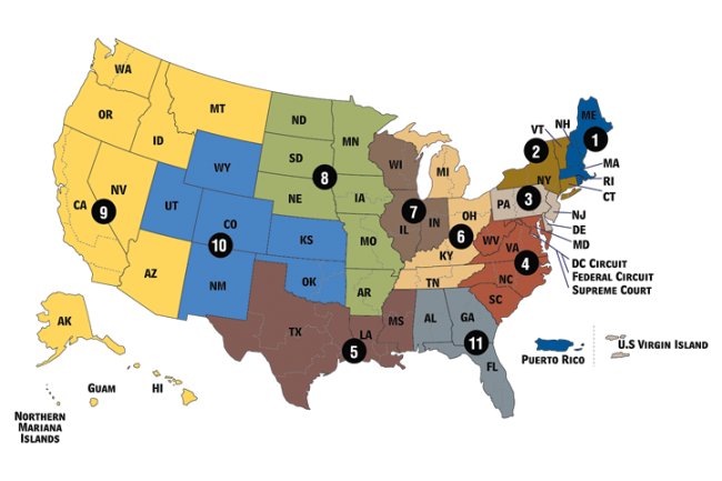 U S Court Of Appeals Map Big Bus Tour Map